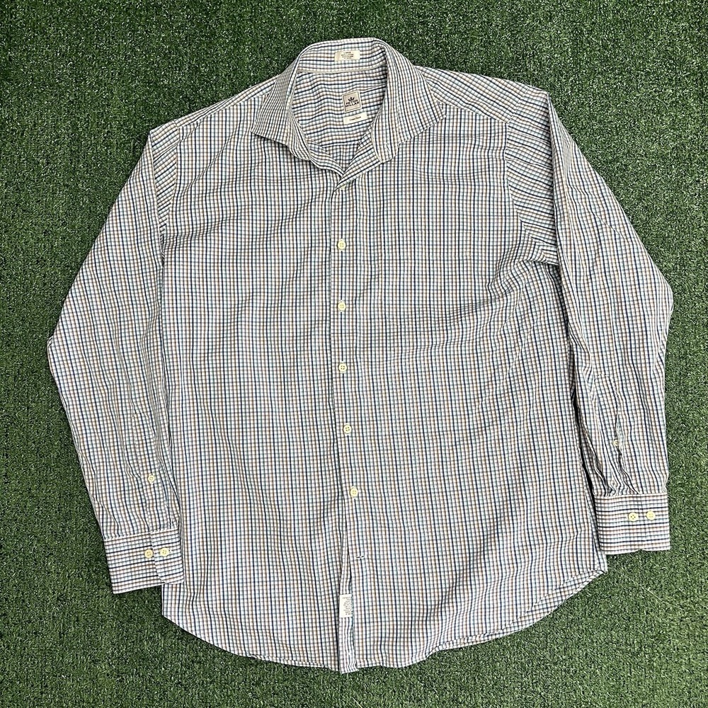 Peter Millar Men's Button Up Shirt Size L Crown Finish Multicolor Long Sleeve